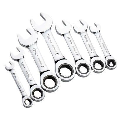 Chave Soquete Catraca 72 Dentes 6-19mm, Cabo Curto, Chave Catraca Rápida, Dupla Ponta, Chave Única Curta, Ferramentas Manuais