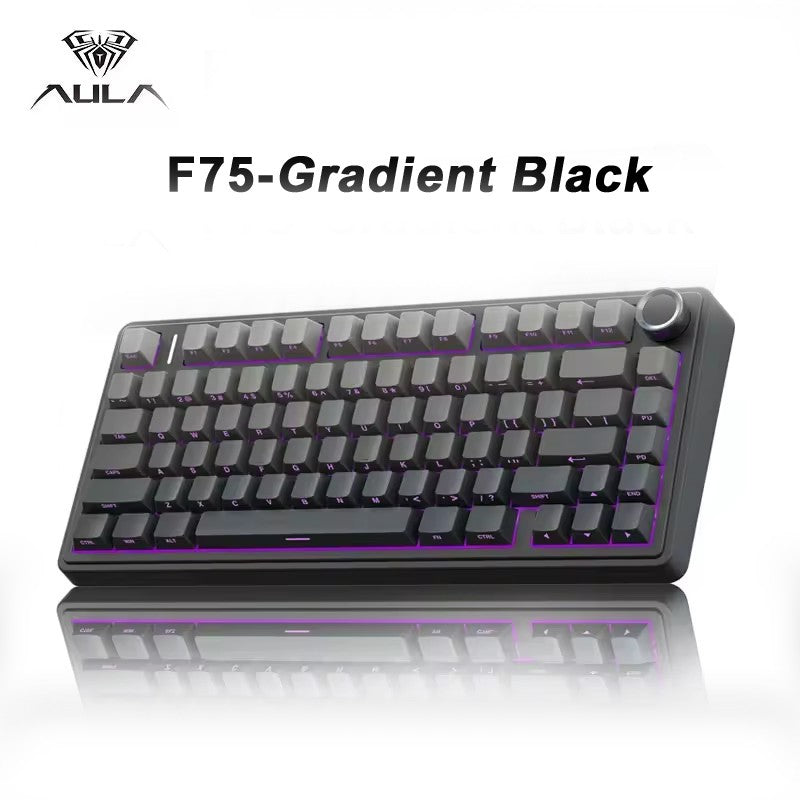 Teclado Mecânico Gamer AULA F75 RGB Layout 75% Gravação Lateral Gasket Mounted Personalizado 80 Teclas Keycaps PBT Teclado Sem Fio