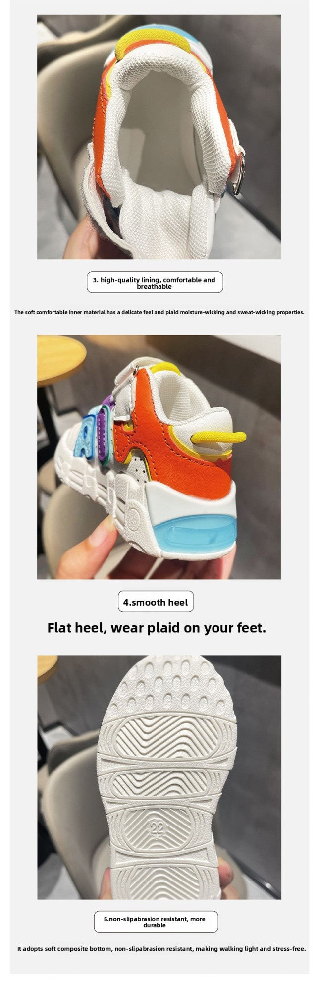 Four Seasons Children's Sneakers Girls Boys Non-slip Sport Shoes Toddler Non-slip Sneakers Casual Soft Shoes Kids Outdoor Sho