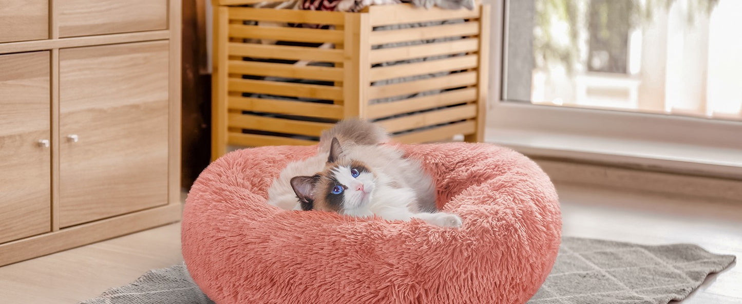 Cama para animais de estimação macia e quente com pelúcia longa, adequada para animais de estimação de pequeno a médio porte, adequada para gatos e cães, lavável na máquina