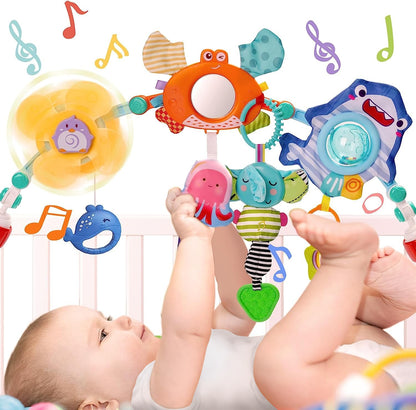 Hanging Bell Baby Stroller Bed Clip Safety Seat Hand Bell Pendant Colorful Multifunctional Soft Toys Stroller Mobile 0-12 Gift