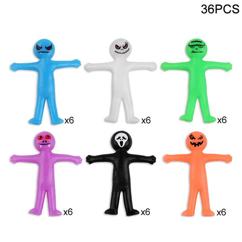 12-36Pcs Funny Little Man Halloween Stretchy Toy Kids Halloween Birthday Party Favors Goodie Bag Trick or Treat Bucket Filler