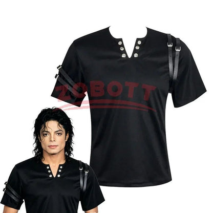 Michael Jackson cosplay Costume BAD Punk Jacket Black Slim BAD Jacket Costume T-shirt Belt Clothing Adore Stars Impersonator