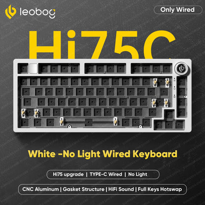 Leobog Hi75C Hi75 Hi75C Pro Kit de Teclado Mecânico Customizado de Alumínio Sem Fio para Jogos Bluetooth 2.4G Teclado Gamer com Hotswap com Fio