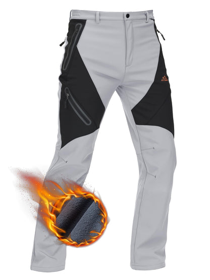 KEFITEVD Men's Winter Warm Snow Skiing Pants Waterproof Windproof Hunting Hiking Pants Trousers Outdoor Fleece Soft Shell Pants