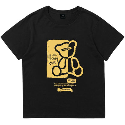 Conjunto de roupas de verão para bebês meninos, camiseta e shorts de urso estampado de desenho animado, 2 peças, agasalho casual para crianças