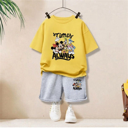 Autumn Baby Girl Boy Clothes Set Children Disney Family Printing Sweatshirt Top and Pants Bottom 2Pcs Suit Kid Cotton Tracksuit
