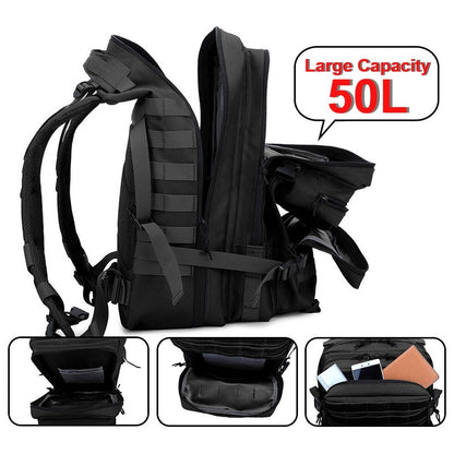 Bolsas Esportivas Multiuso ao Ar Livre 50L Mochila Tática Masculina de Viagem Grande Capacidade Mochilas Masculinas Impermeáveis