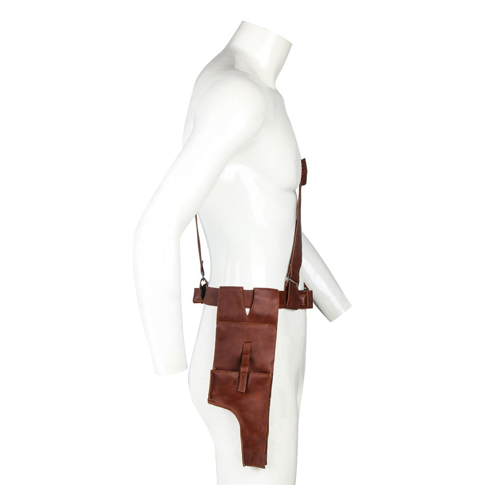 Takerlama 1pcs The Mandalorian Leather Belt With Gun Holster Cosplay Props Replica for Adults Size S-L