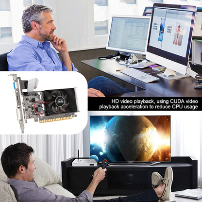 Placa de Vídeo GT610/ GT210/GT730 1/2/4GB DDR5 256Bit com HD VGA DVI PCI-E2.0 16X para PC