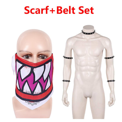 Bowser Jr Cosplay Scarf Mask Bracelet Collar Movie Bros Costume Accessories Prop for Adult Men Fantasy OutfitHalloween Carnival