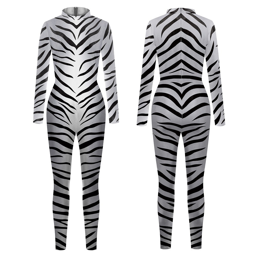 Halloween Animal Jumpsuit Snake Cosplay Costume Tiger Bodysuit Spandex Jumpsuit Party Carnival Stage Performance Dress Up