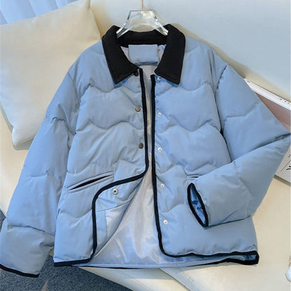 Fashion Women's Cotton Jacket 2025 New Autumn Winter Coat Parker Lightweight Warm Short Lapel Casual Outerwear Female Top