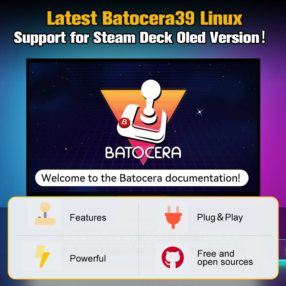 Batocera TF/Game Card for Steam Deck/Windows PC/MAC/Handheld Game Console for PS3/PS2/SS/PS1/PSP/DC/MAME 70+Emulators&51400+Game