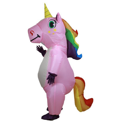 Inflatable Unicorn Costume Adult Kids Rainbow Halloween Costumes for Wommen Men Adult Carnival Mascot Christmas Cosplay