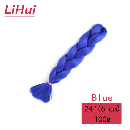 Cabelo Sintético Trança Jumbo 24 Polegadas Ombre Jumbo Extensão de Cabelo para Mulheres Tranças DIY Roxo Rosa Amarelo Cinza Lihu