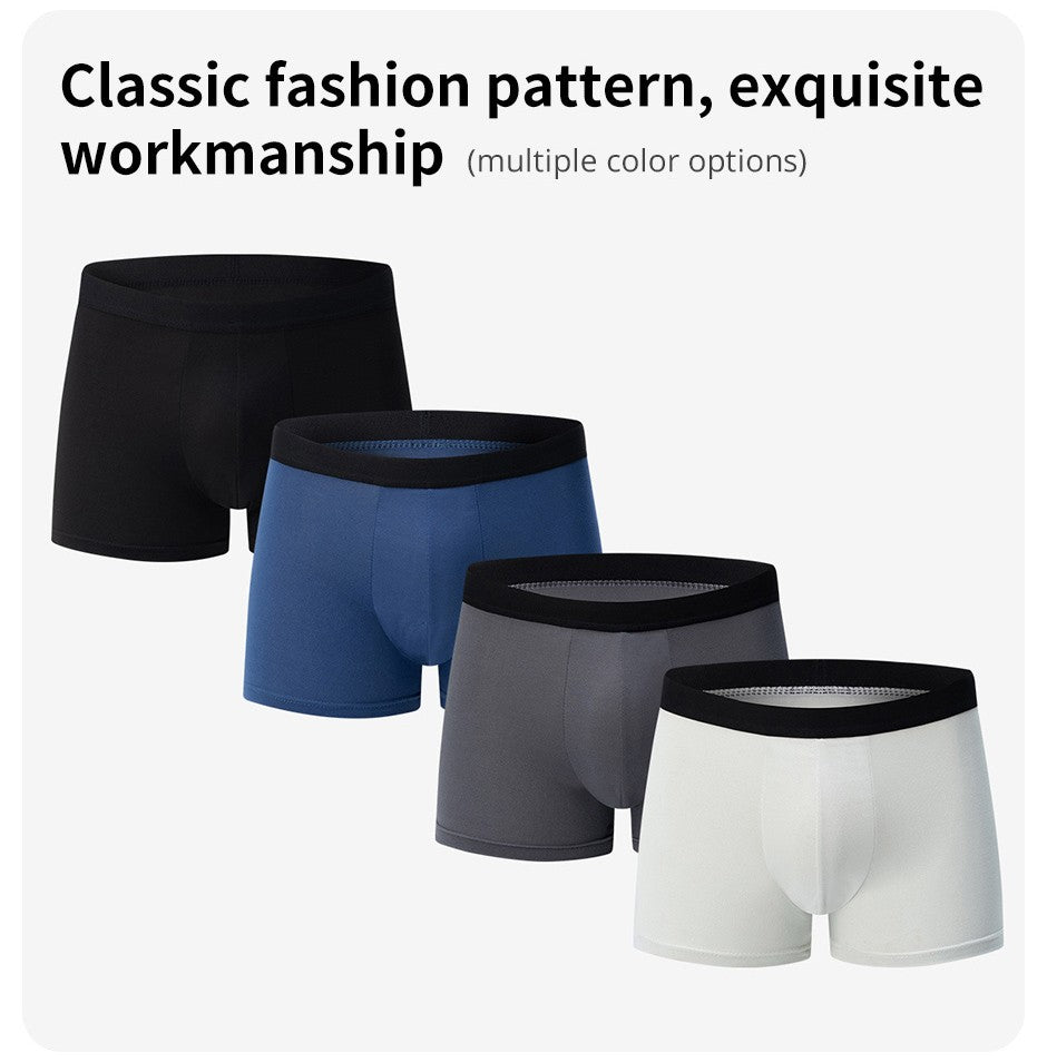 4 pieces European and American MEN'S Solid Color Boxer Underwear Comfortable Swimming Trunks Oversized Juvenile Boxer Underwear