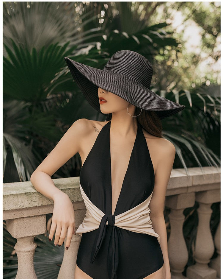 Chapéu de Sol Feminino, Aba Grande, Ondas, Boné de Praia, Chapéu Feminino, Viseiras de Sol de Aba Grande, Boné Panamá com Proteção UV, Chapéu Dobrável de Palha, Protetor Solar Vintage