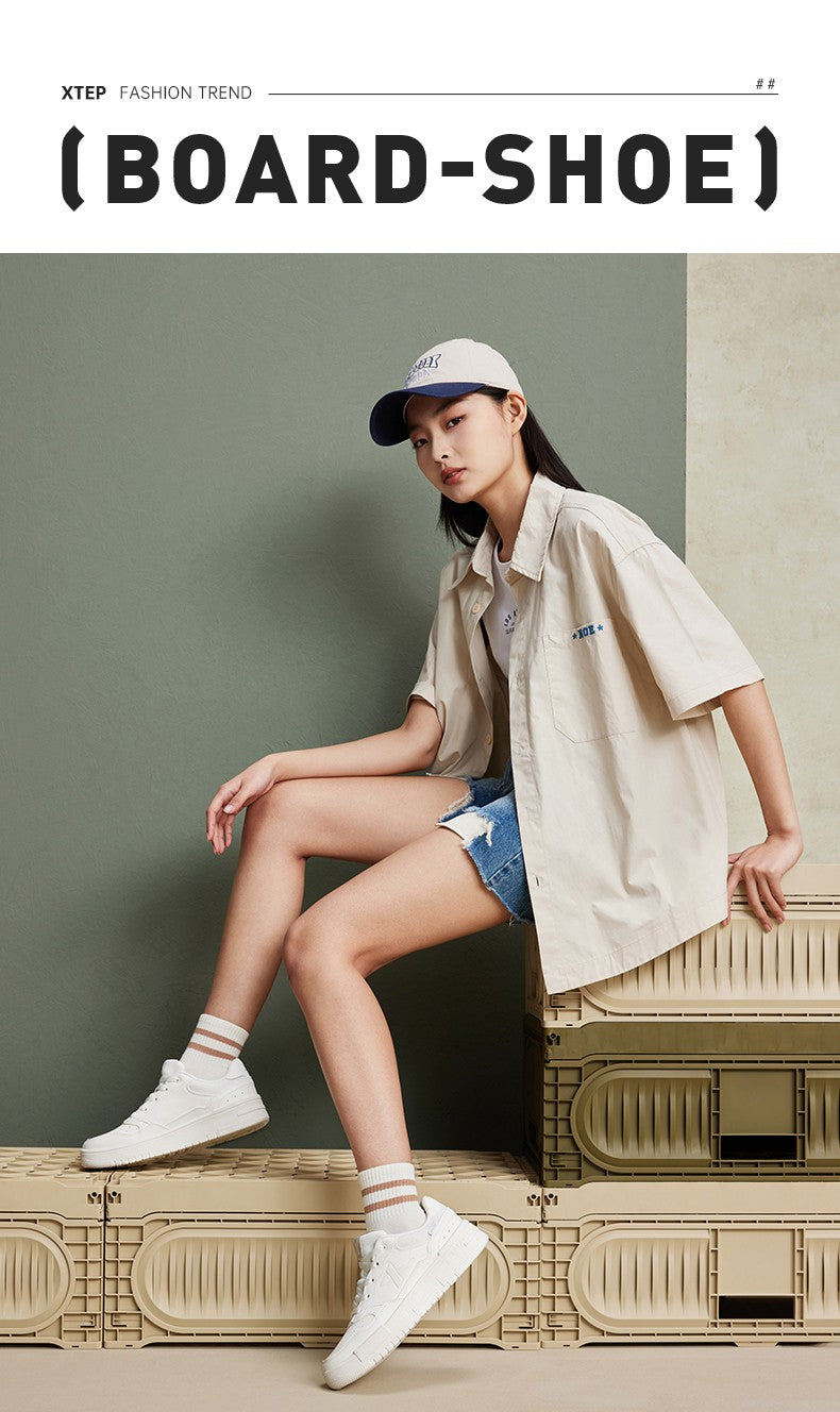 Xtep Skateboarding Shoes For Women 2024 Summer Comfortable Skate Shoes Breathable Outdoor Trekking Support Sneakers 876318310030