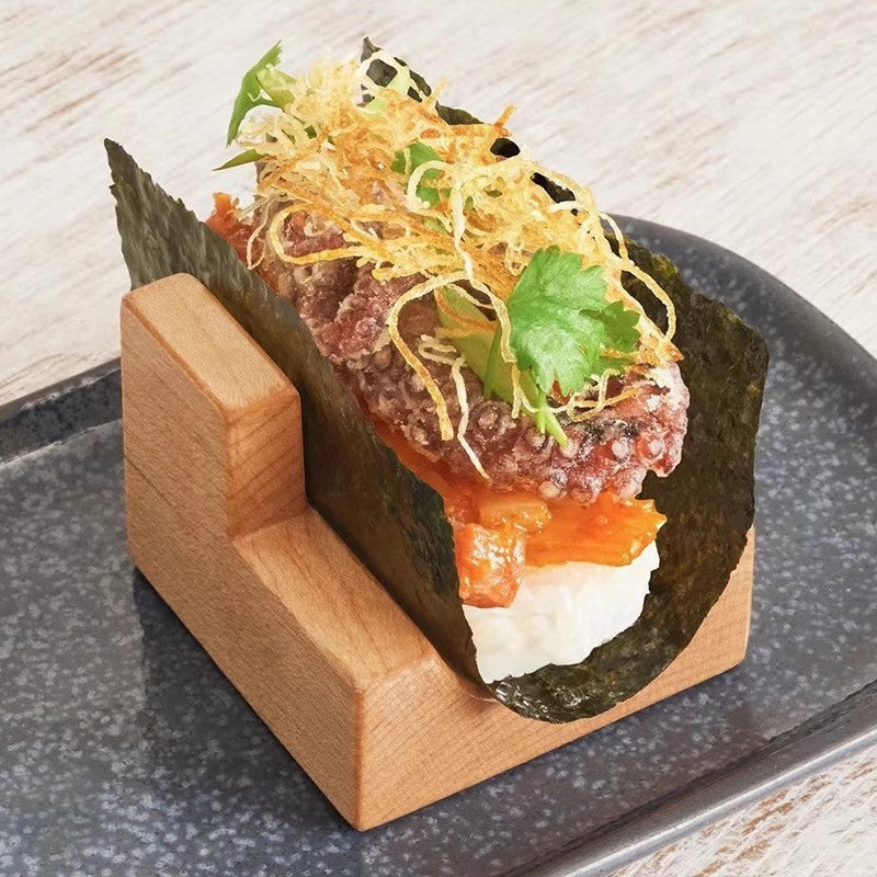 1Pc Japanese Sushi Rack Wooden Taco Snack Food Holder Wood Plate Cuisine Stand Sashimi Sushi Boat For Restaurant Hotel Home