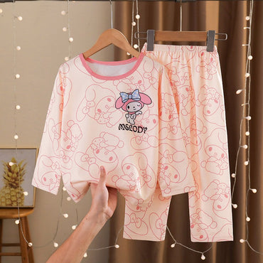 Girls Pajamas Spring Autumn Children Pajamas Long Sleeve Cartoon Kids Sleepwear Robe Children's Clothing Mother