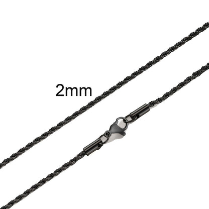 Ropes Long Necklace for Men Women,Stainless Steel Gold Color Twisted Rope Chain Collar,2/3/4/5mm Punk Basic Waterproof Jewelry