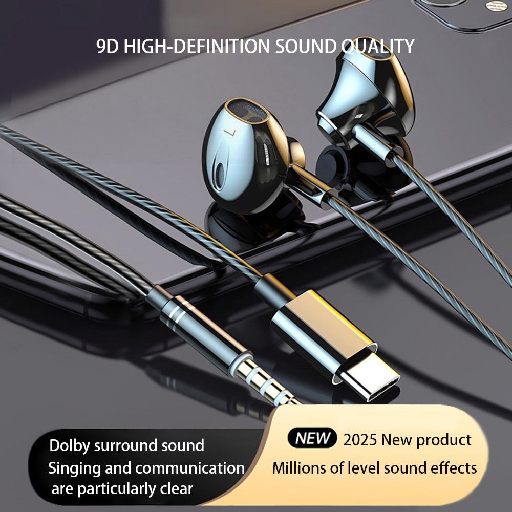 Fones de ouvido com fio USB tipo C 3,5 mm fones HiFi estéreo graves com controle de volume intra-auriculares para Samsung Galaxy iPhone Huawei Xiaomi