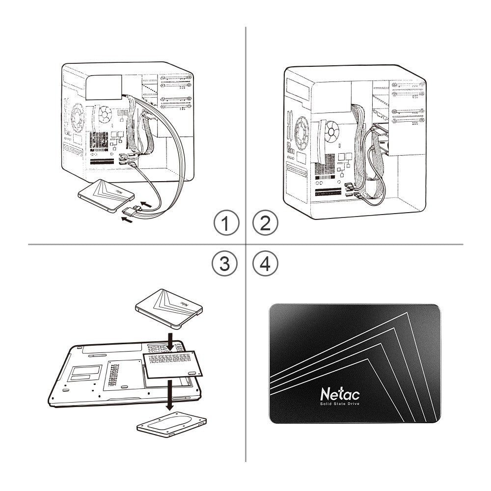 Netac SSD SATAIII 2.5 polegadas SSDs 4 TB 2 TB 1 TB 512 GB para PC Disco Rígido 128 GB 256 GB HD Desktop Unidade de Estado Sólido N530S