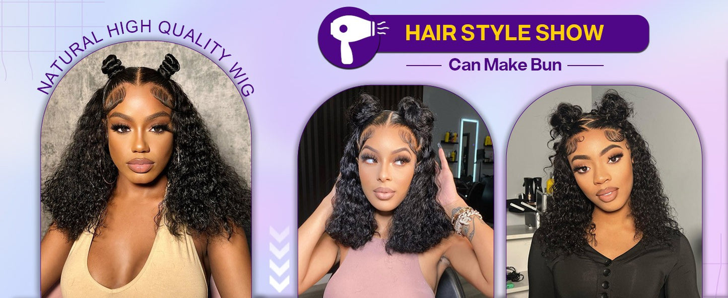 Peruca Bob Curta Sem Cola 250 Densidade 10 Polegadas Onda Profunda Perucas Bob Front Lace Cabelo Humano 5x5 Peruca Bob Sem Cola Cabelo Humano Pronta Para Usar