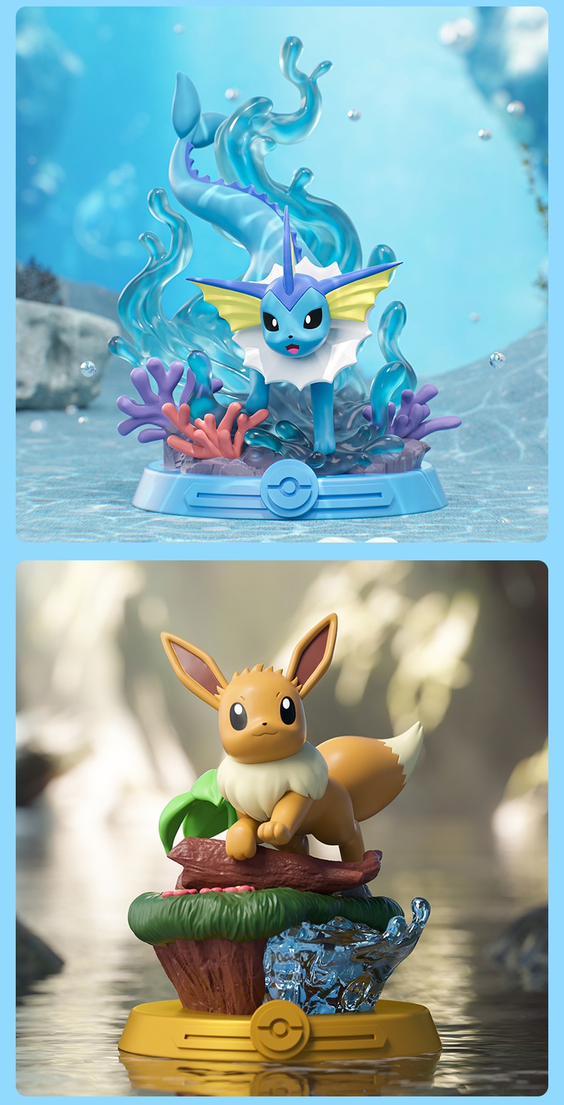 Anime Pokemon Funism Aventura Original Eevee Família Terno BlindBox Flareon Espeon Sylveon Action Figure Coleção Modelo de Brinquedo Presente