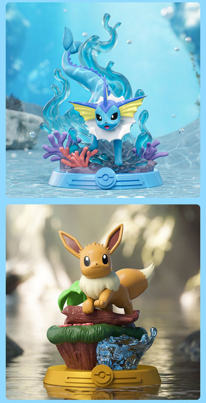 Anime Pokemon Funism Aventura Original Eevee Família Terno BlindBox Flareon Espeon Sylveon Action Figure Coleção Modelo de Brinquedo Presente
