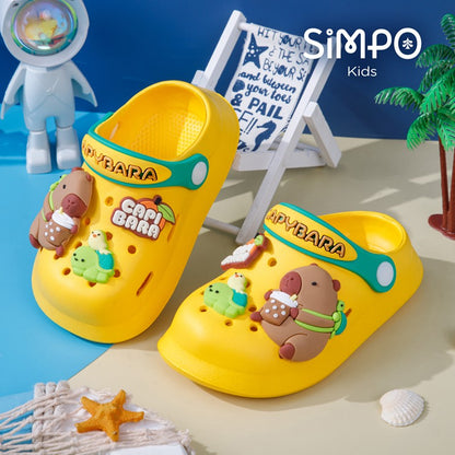 Summer Kids' Garden Clogs Shoes Boys & Girls Beach Sandal Kids Lightweight Breathable Cute Capybara Slip On Baby Slippers