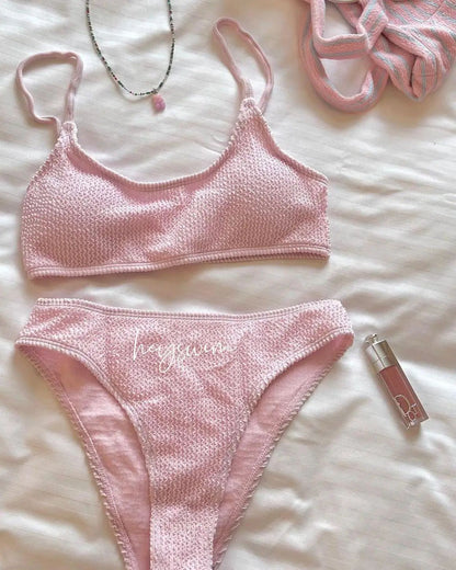 Multicolor Korean Japanese Style Bikini Set Women's Holiday Swimwear Girl's Color Separate Design Fashionable Beachwear