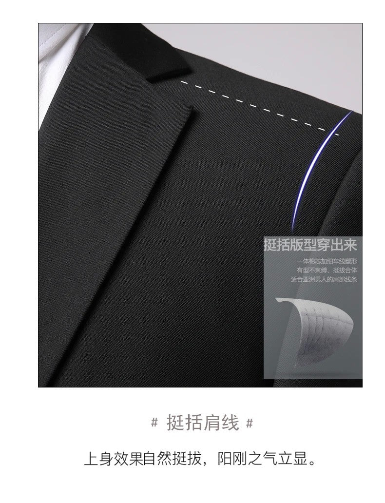 Blazer New Men's Fashion Business Solid Color British Style Professional Work Groom Wedding Dress Best Man Blazer Jacket