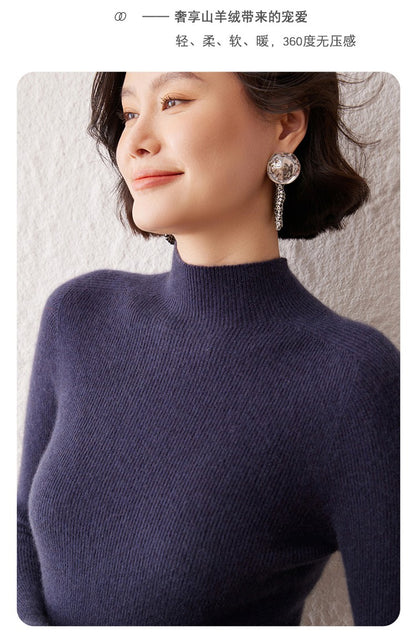 New women's sweater 100% pure cashmere high neck knitted pullover Korean version slim fit hot selling fashionable sweater