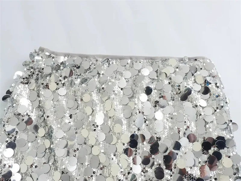 Silver Sequin Skirt Woman High Waist Mini Skirt Woman Fashion Shiny Glitter Eleg