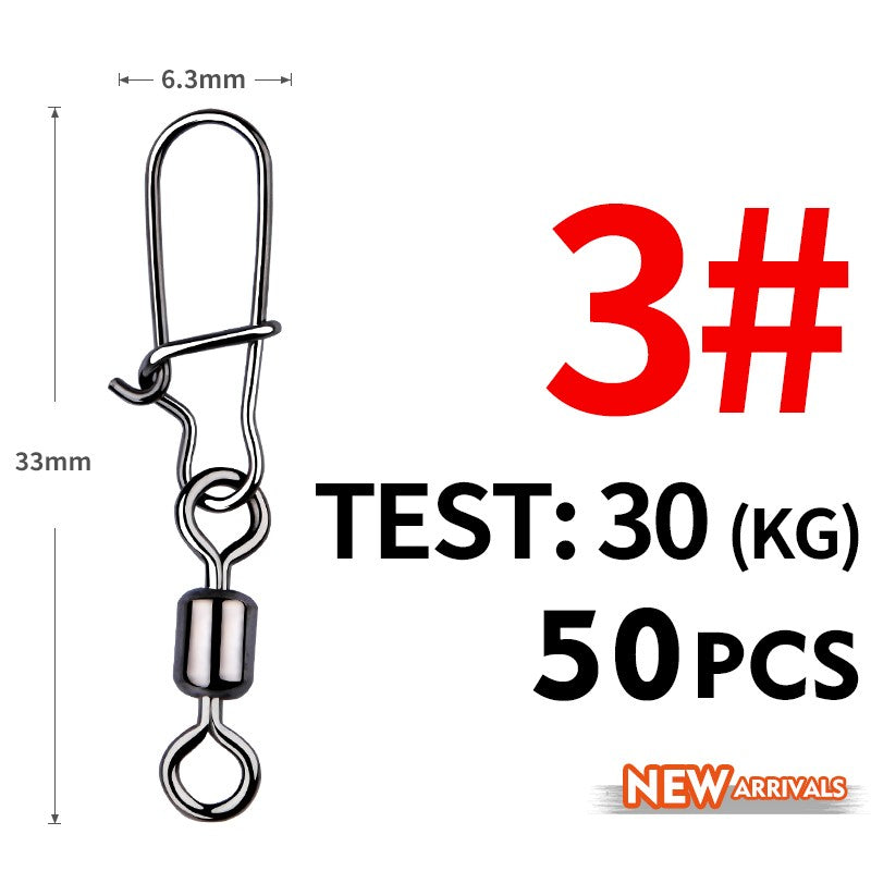 MEREDITH 50 PEÇAS Acessórios para Pesca de Lucio Conector Giratório de Rolamento Pino de Aço Inoxidável Snap Anzóis Isca Giradores Equipamento de Pesca