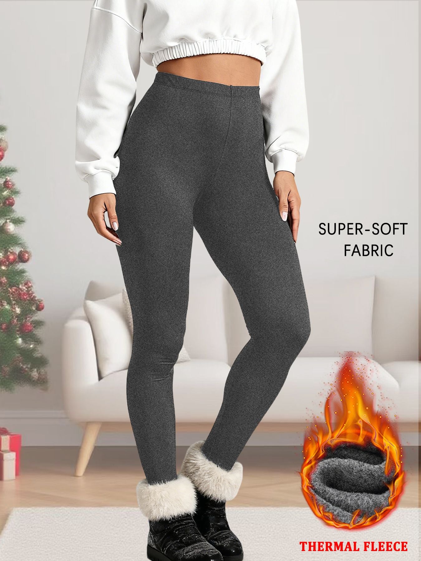 Plus Size Super Soft Fleece Lined Leggings Women, Workout Yoga Running Thermal Warm Pants For cold winter Running