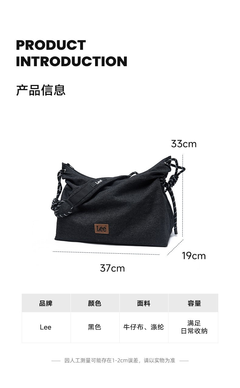LEE Unisex Denim Blue Soft Pillow Shoulder Bags Beige Casual Simple Utility Light Ladies Large High Capacity Hobo Crossbody Bag