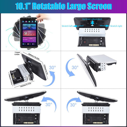 ESSGOO 10.1 Inch 4+64GB Rotatable IPS Touchscreen Single 1 DIN Car Stereo Wireless Apple Carplay Android Auto FM Bluetooth GPS