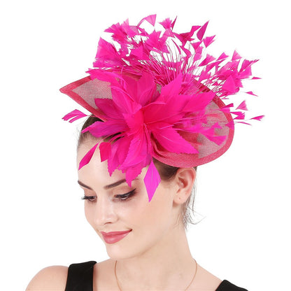 Fascinator Azul Royal Deslumbrante com Presilhas Chapéu Elegante Feminino com Penas para Casamento Acessórios de Cabelo de Noiva Chapelaria Feminina