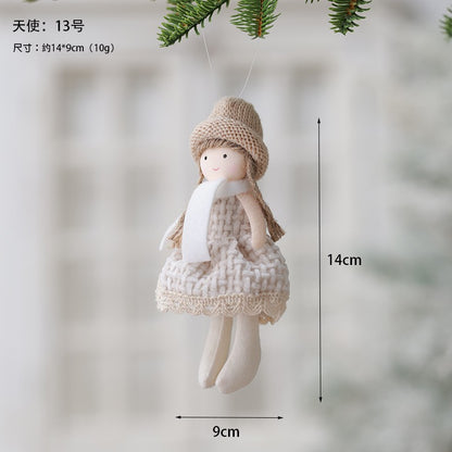 2Pcs New Christmas Cute Plush Angel Doll Pendant Lovely Boys Girls Xmas Tree Hanging Decoration Merry Christmas Party Ornaments