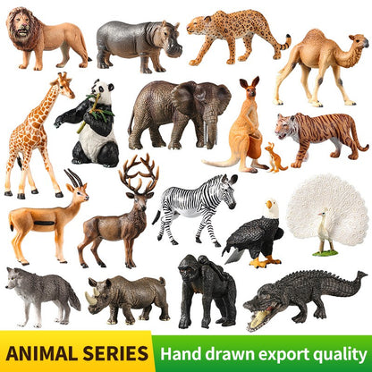 Conjunto de Brinquedos Montessori de Animais Selvagens - Leão Elefante Antílope Miniaturas de Animais Figuras de Ação Zoológico Presente Educacional para Crianças