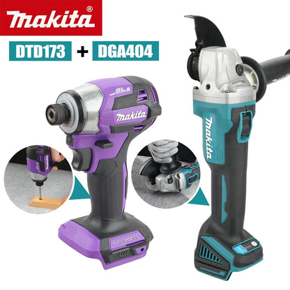 Makita DGA404 18V 125mm Esmerilhadeira Angular Elétrica a Bateria Sem Escova para Corte, Parafusadeira de Impacto DTD173 Sem Escova Ferramenta para Manutenção Automotiva