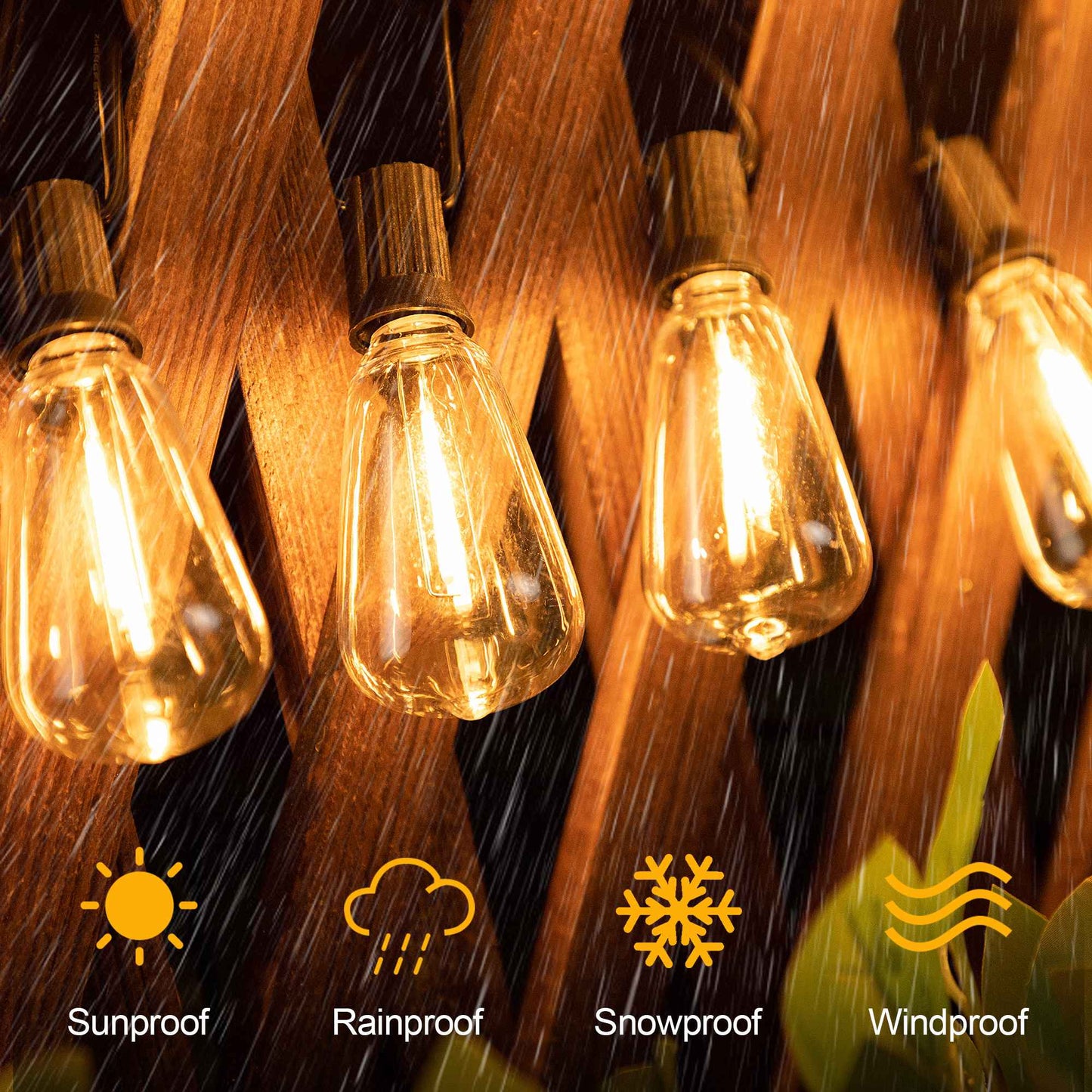 Shatterproof ST38 Plastic Outdoor String Lights Waterproof LED Garden Light Garland Connectable Retro Festoon Decoration Light
