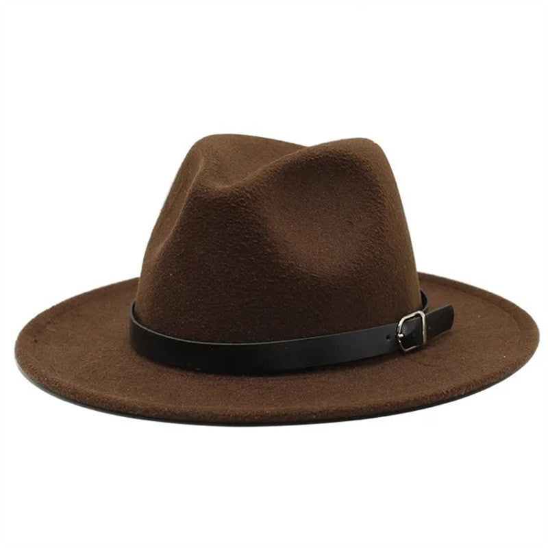 Men's fedora hat Men's and women's universal solid color fedora hat Women's 21 color wide brim jazz hat Autumn and winter Britis