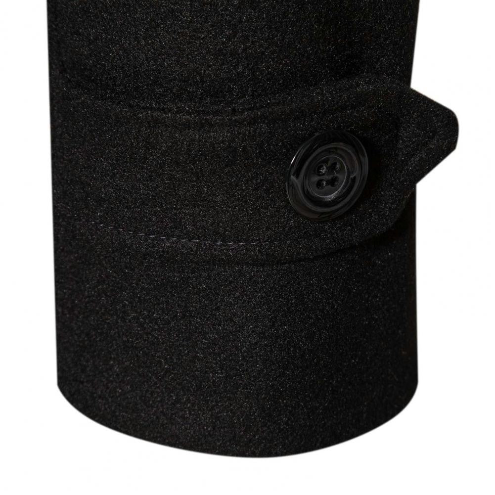 Men Overcoat Double-breasted Slim Fit Mid Length Long Sleeve Thick Windproof Warm Soft Cardigan Buttons Lapel Men Long Coat