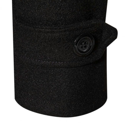 Men Overcoat Double-breasted Slim Fit Mid Length Long Sleeve Thick Windproof Warm Soft Cardigan Buttons Lapel Men Long Coat