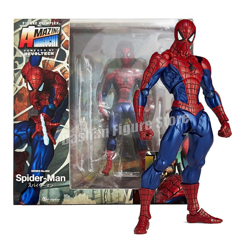 Revoltech Spiderman Figura Amazing Yamaguchi No.002 Homem-Aranha Boneco de Ação Modelo de Coleção Peter Parker Figuras Articuladas Brinquedos