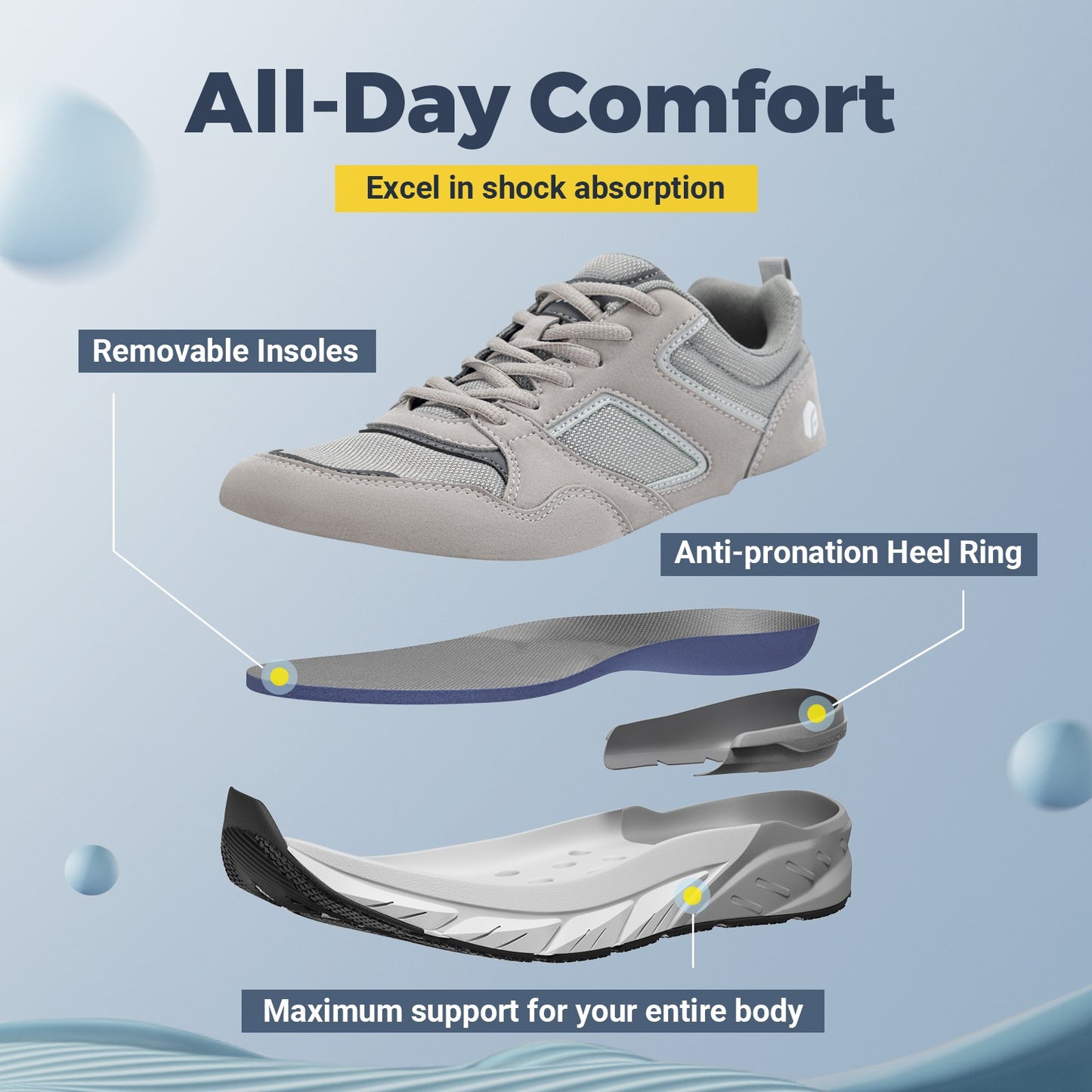 Tênis de Corrida Masculino FitVille Mais Novo 4E de Largura com Suporte de Arco para Pés Chatose Alívio da Dor no Calcanhar Fascite Plantar